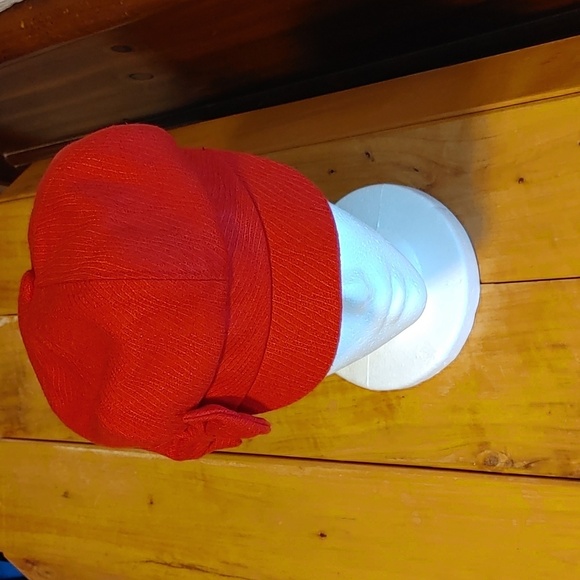 Women's Aldo Red Newsboy/Pageboy Hat With Bow Size Small/Medium - Picture 2 of 10